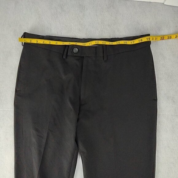 Haggar Stria Classic Fit Flat Front Hidden Expandable Waist  Black Slacks 38X30 - Picture 5 of 11